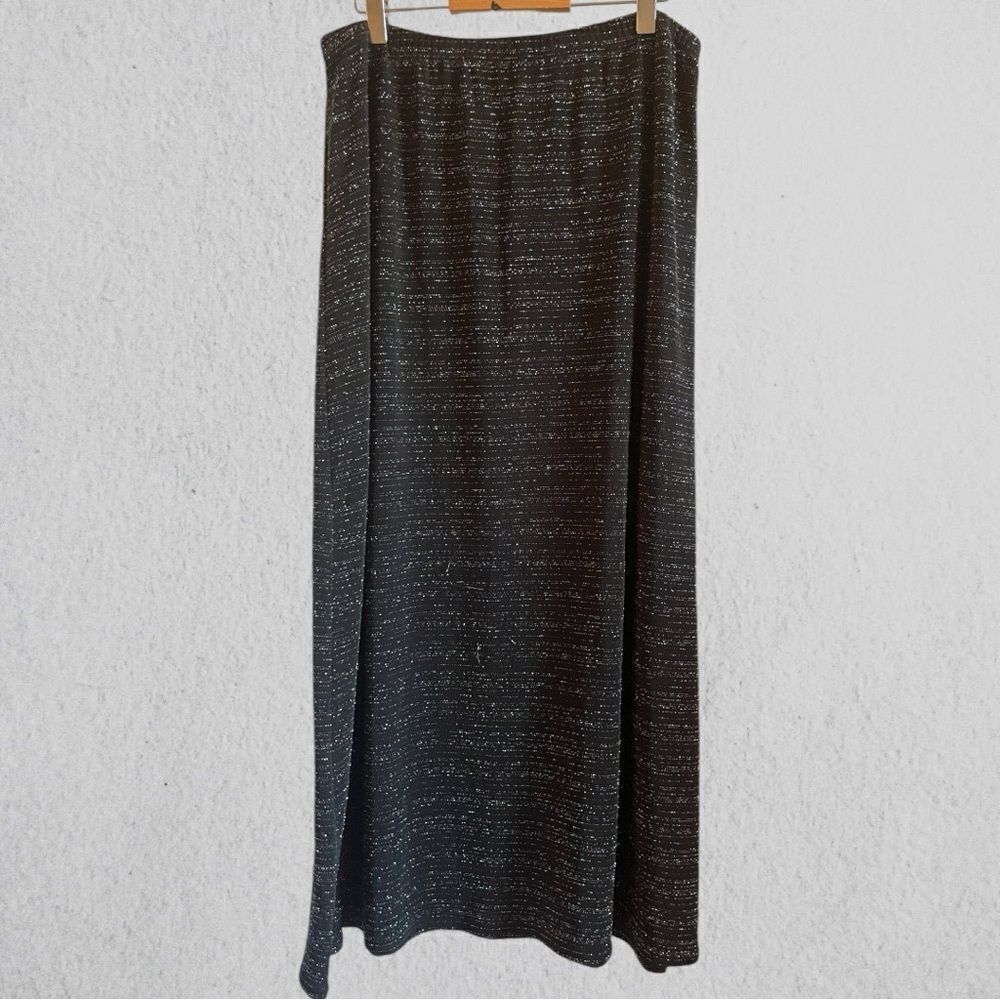 Vintage 90s black sparkly maxi slinky skirt